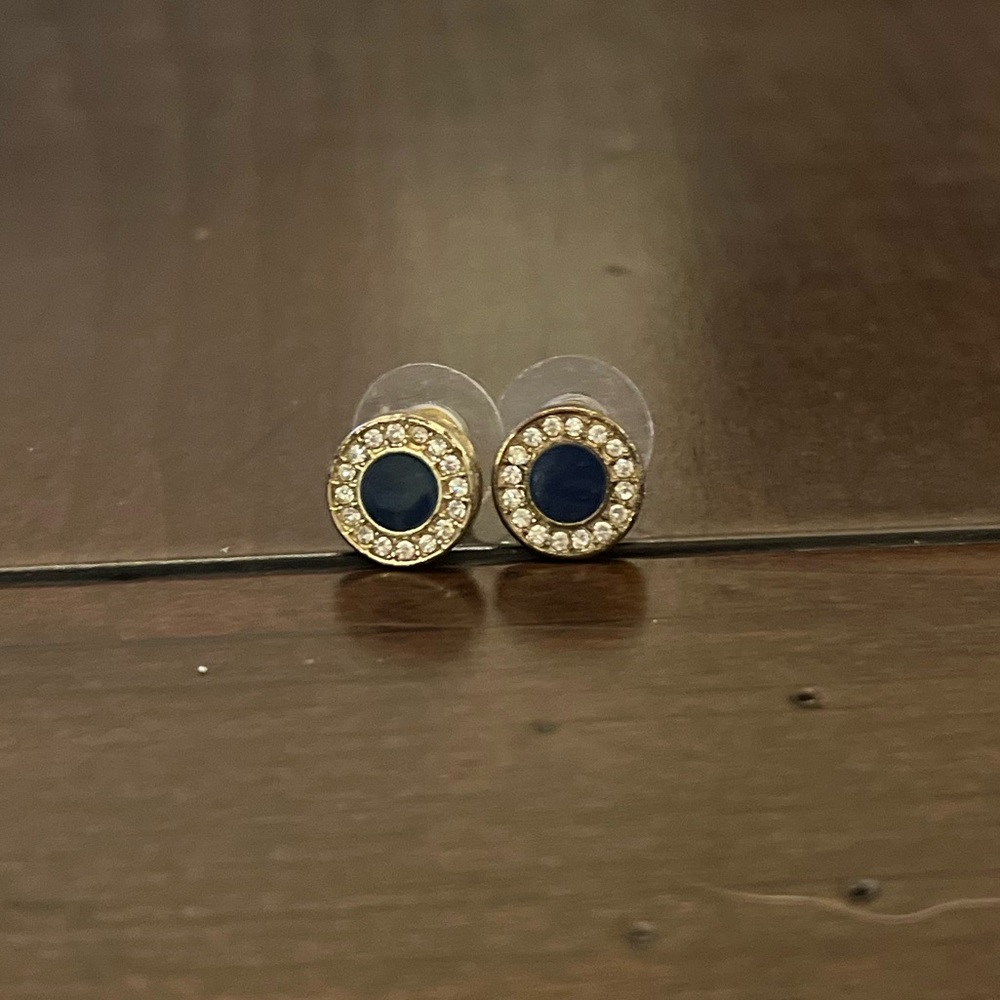 Black and gold circle earrings